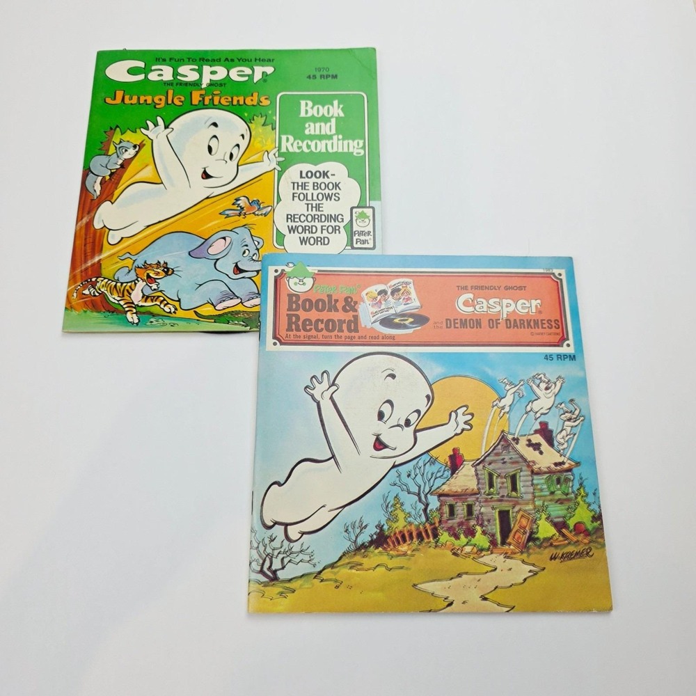Vtg Lot Of 2 Casper the Friendly Ghost Children's Peter Pan Book & Record 45rpm